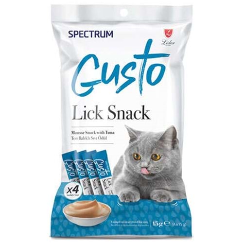 Spectrum Gusto Lick Snack Somon Balıklı Sıvı Kedi Ödülü (4x15 Gr)