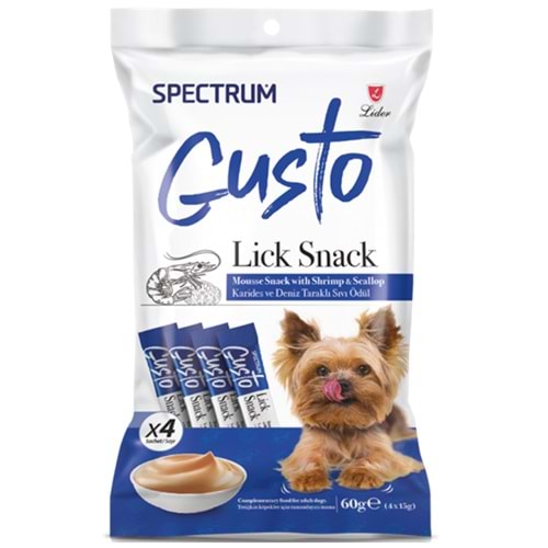 Spectrum Gusto Lick Snack Karidesli ve Deniz Taraklı Sıvı Köpek Ödülü 4x15 Gr