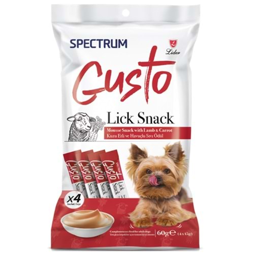 Spectrum Gusto Lick Snack Kuzu Etli ve Havuçlu Sıvı Köpek Ödülü 4x15 Gr