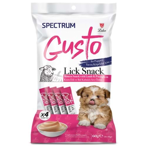 Spectrum Gusto Lick Snack Kuzu Etli ve Bal Kabaklı Sıvı Yavru Köpek Ödülü 4x15 Gr