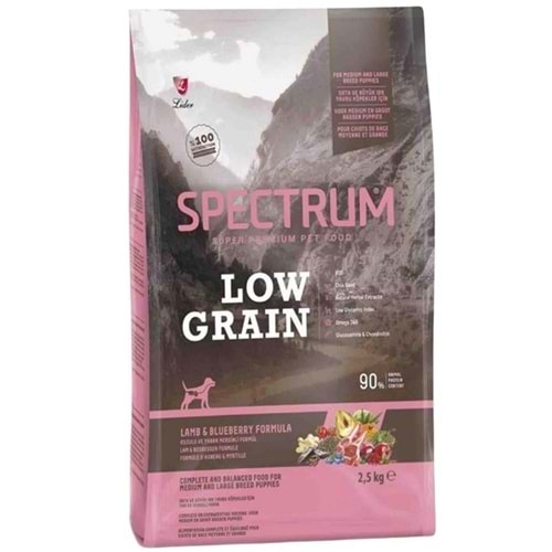 Spectrum Puppy Low Grain Lamb & Blueberry Formula Kuzu Etli ve Yaban Mersinli Az Tahıllı Orta ve Büyük Irk Yavru Köpek Maması 2,5 Kg