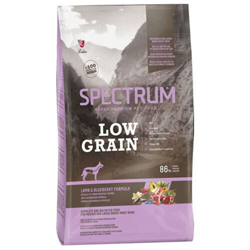 Spectrum Adult Low Grain Lamb & Blueberry Formula Kuzulu ve Yaban Mersinli Az Tahıllı Orta ve Büyük Irk Yetişkin Köpek Maması 12 Kg