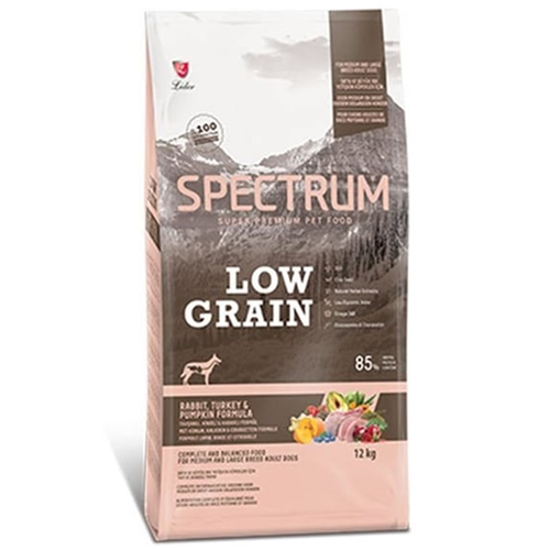 Spectrum Adult Low Grain Rabbit, Turkey, Pumpkin Formula Tavşanlı, Hindili ve Kabaklı Az Tahıllı Orta ve Büyük Irk Yetişkin Köpek Maması 12 Kg