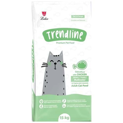 Trendline Adult Multicolor With Chicken Tavuk Etli Renkli Taneli Yetişkin Kedi Maması 15 Kg