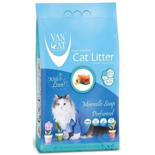 VanCat Marsilya Sabun Kokulu İnce Taneli Topaklanan Kedi Kumu (5 Kg) (5,9 Lt)