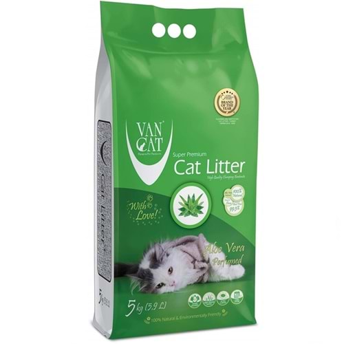 VanCat Aloe Vera Kokulu İnce Taneli Topaklanan Kedi Kumu 5 Kg - 5,9 Lt