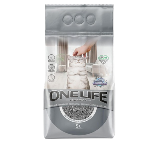 One Life Bentonit Aktif Karbonlu Topaklanan İnce Taneli Kedi Kumu 5 Lt