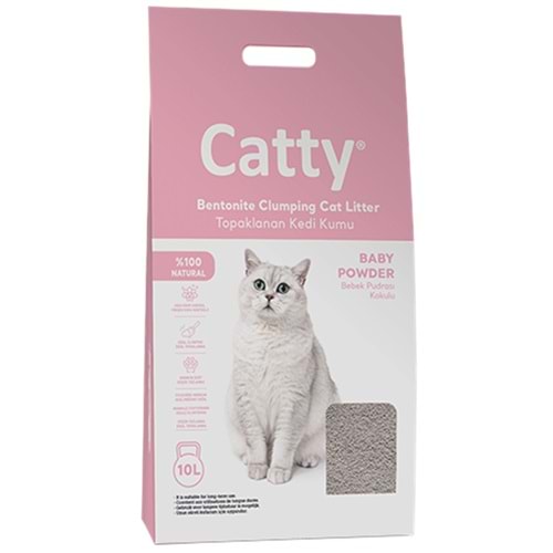 Catty Bentonit Baby Powder Bebek Pudralı Topaklanan İnce Taneli Kedi Kumu 10 Lt