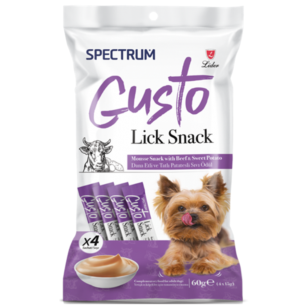 Spectrum Gusto Lick Snack Dana Etli ve Tatlı Patatesli Sıvı Köpek Ödülü 4x15 Gr