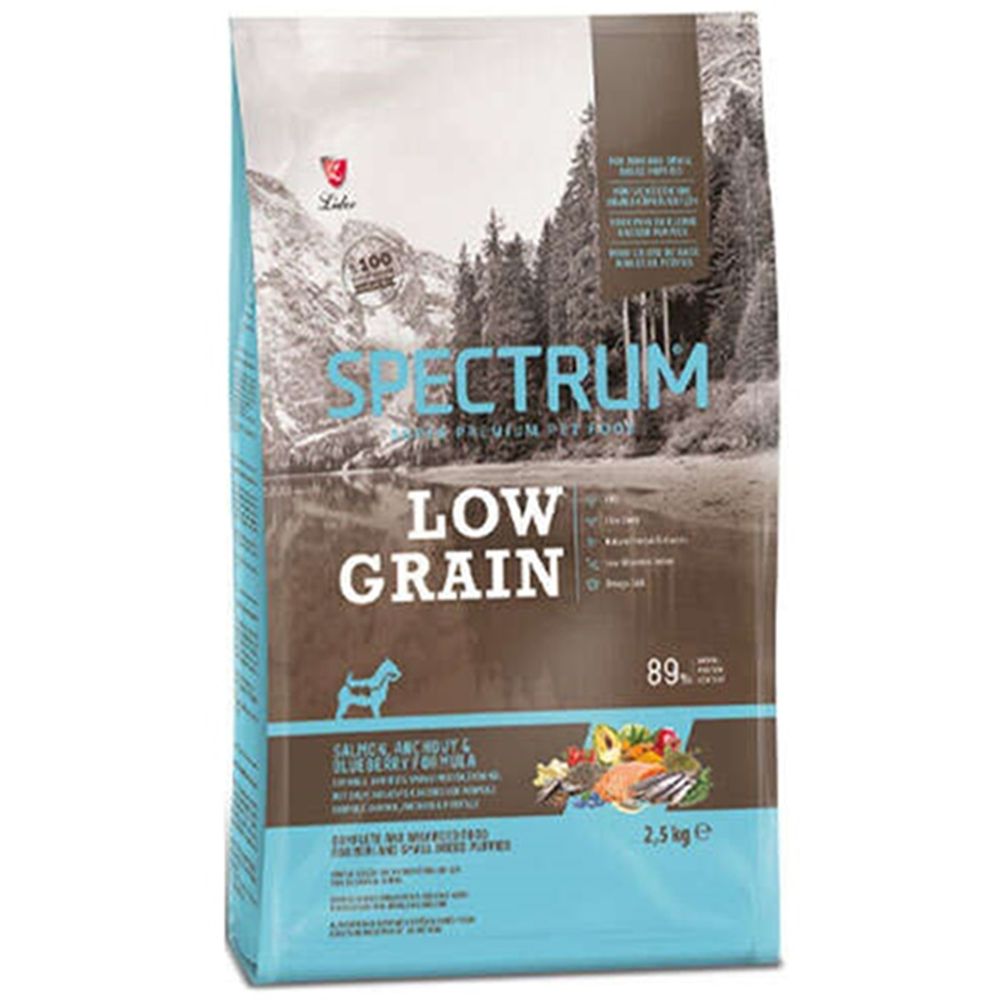 Spectrum Puppy Low Grain Salmon, Anchovy & Blueberry Formula Somon, Hamsi ve Yaban Mersinli Az Tahıllı Küçük Irk Yavru Köpek Maması 2,5 Kg